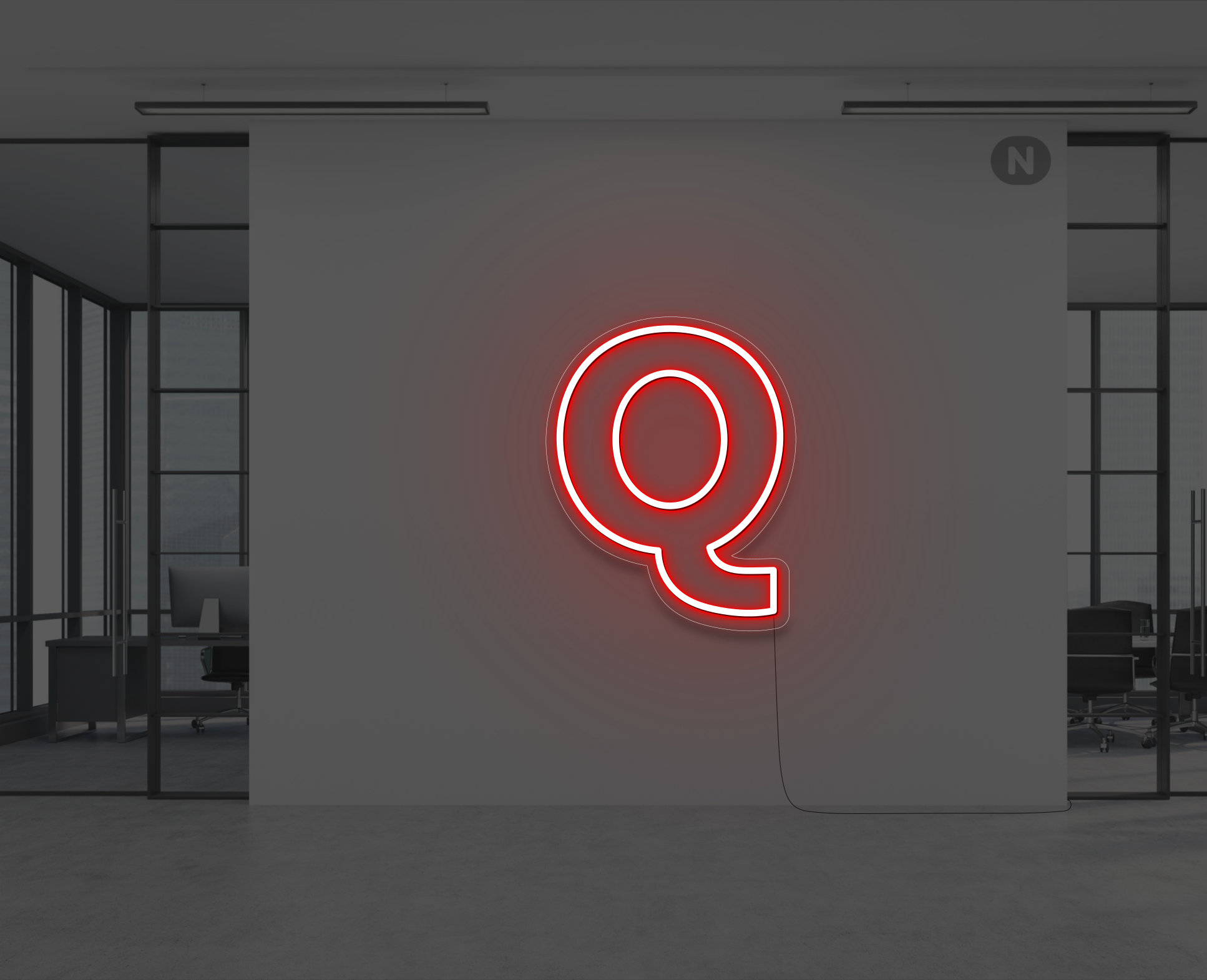 neon-buchstabe-q-rot
