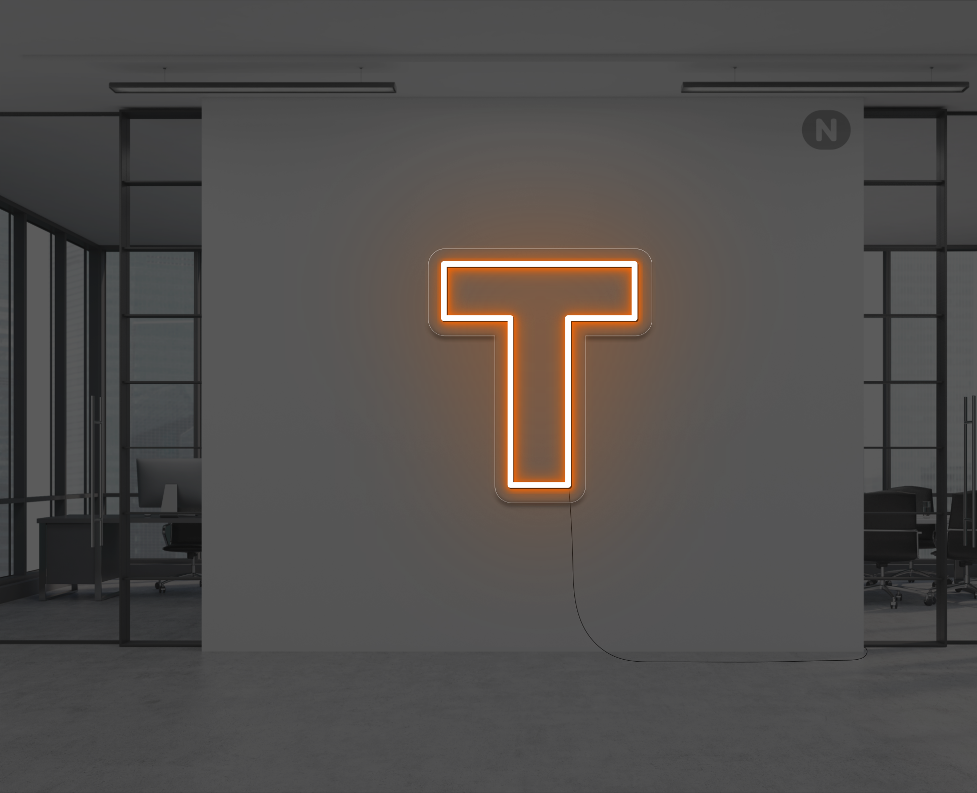 neon-buchstabe-t-orange
