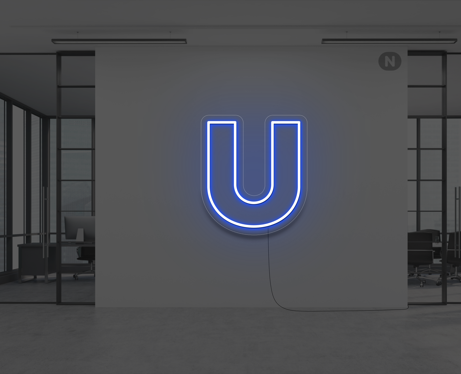 neon-buchstabe-u-blau