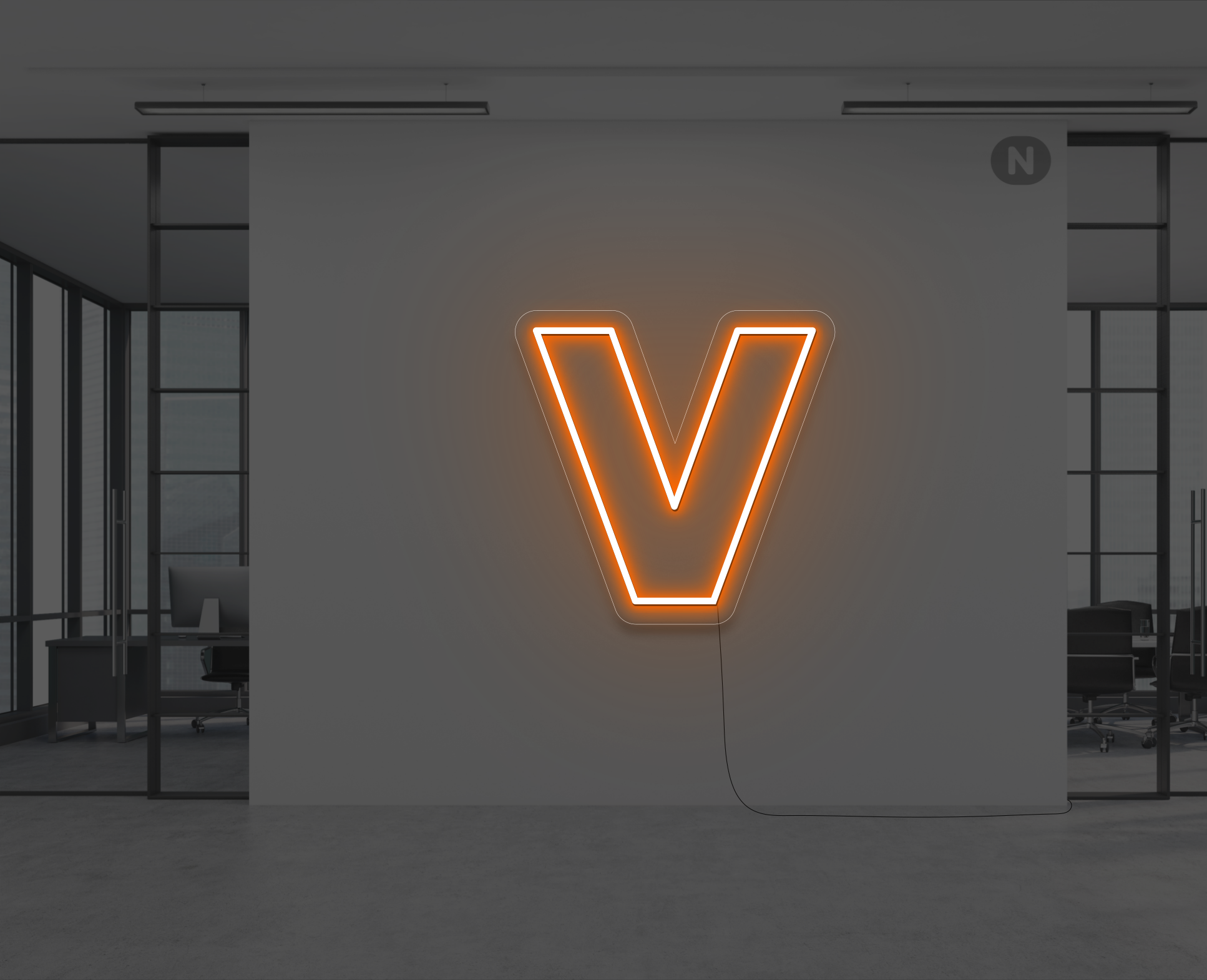neon-buchstabe-v-orange