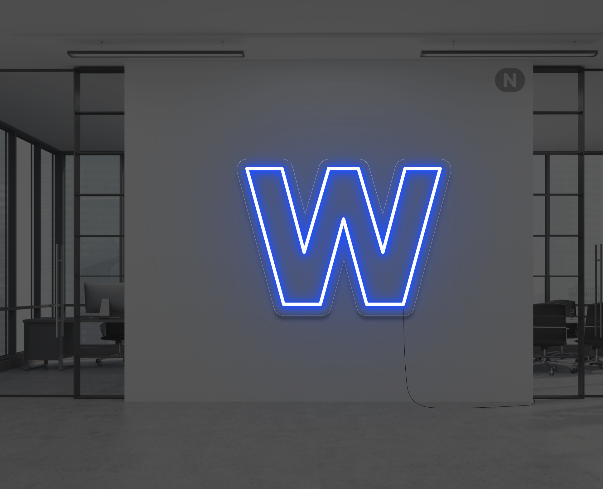 neon-buchstabe-w-blau