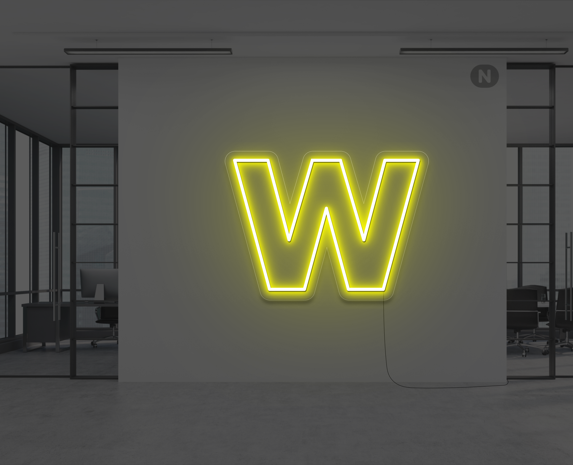 neon-buchstabe-w-gelb