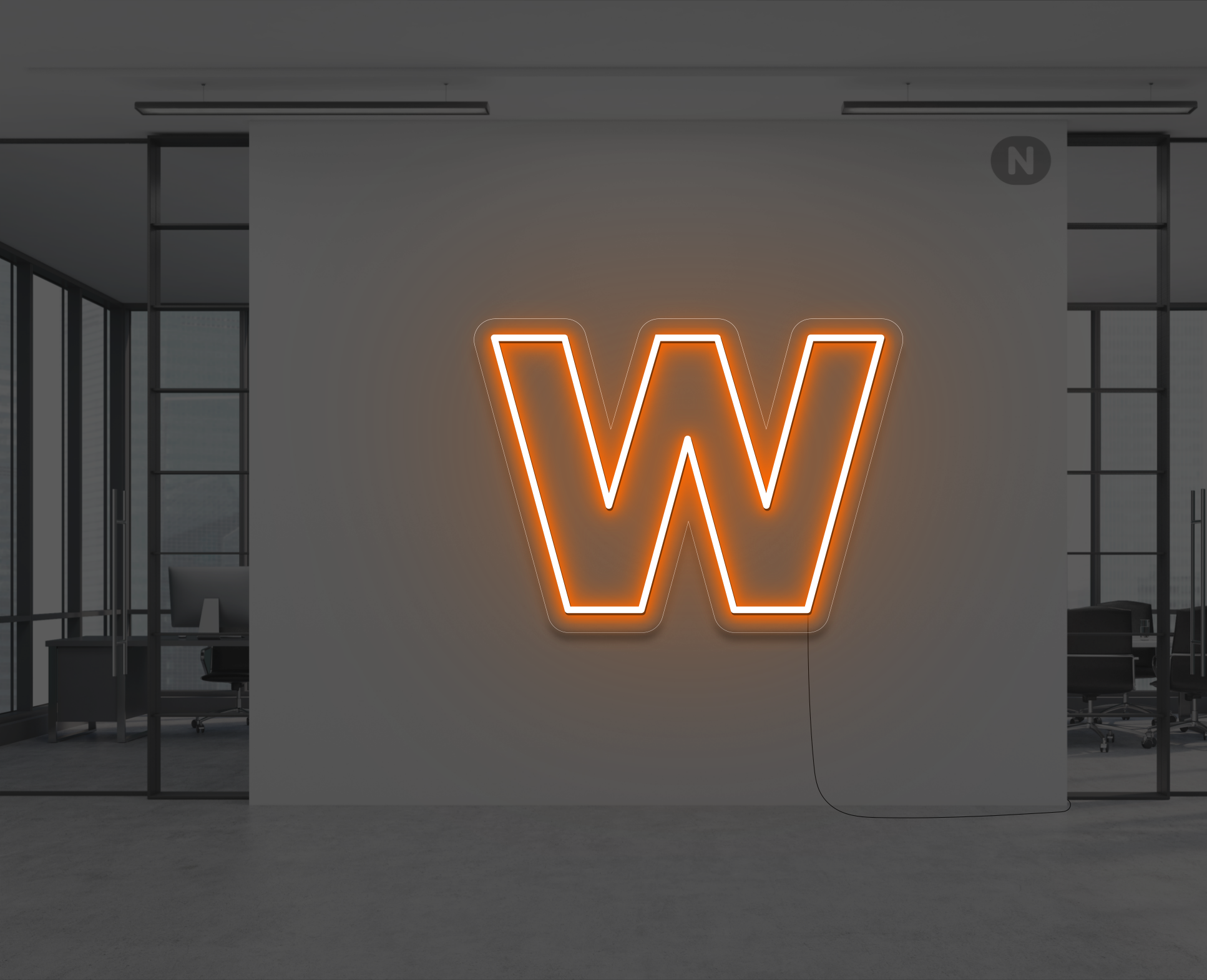 neon-buchstabe-w-orange
