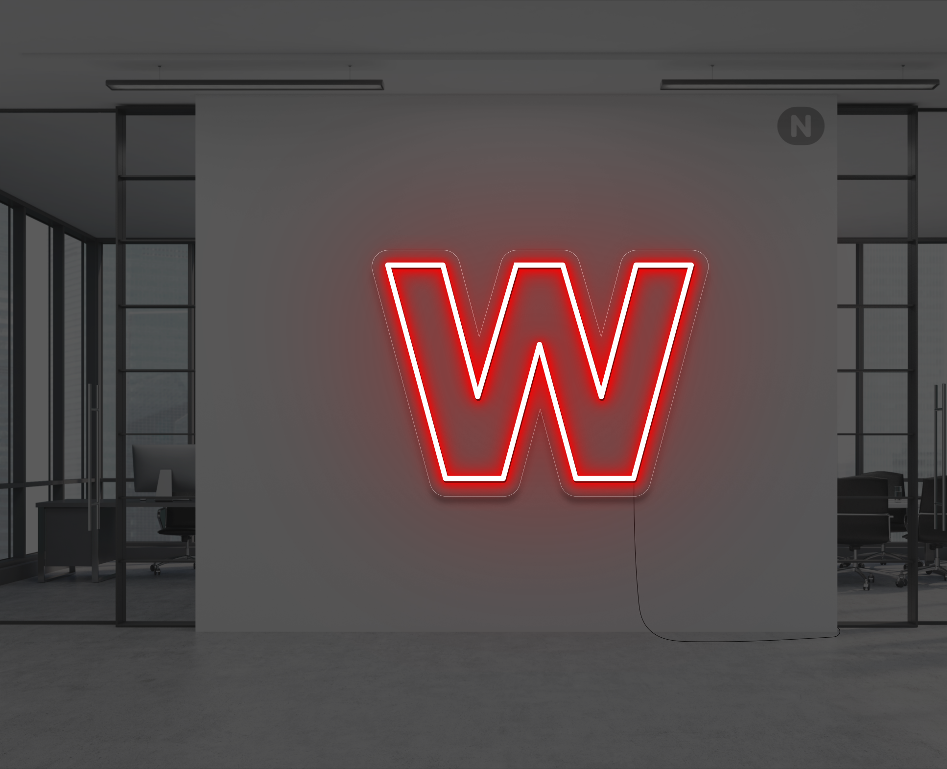neon-buchstabe-w-rot