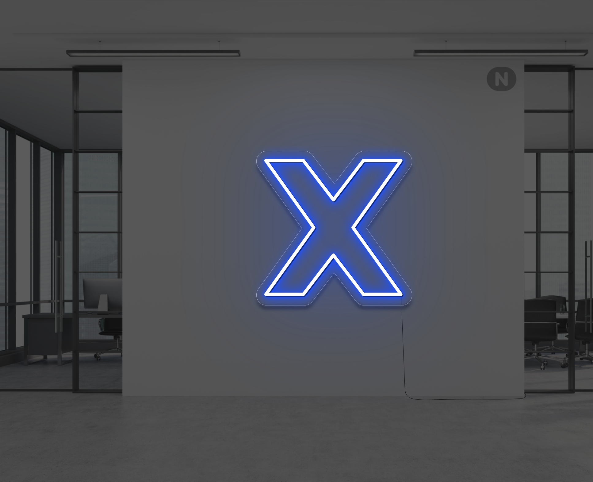 neon-buchstabe-x-blau