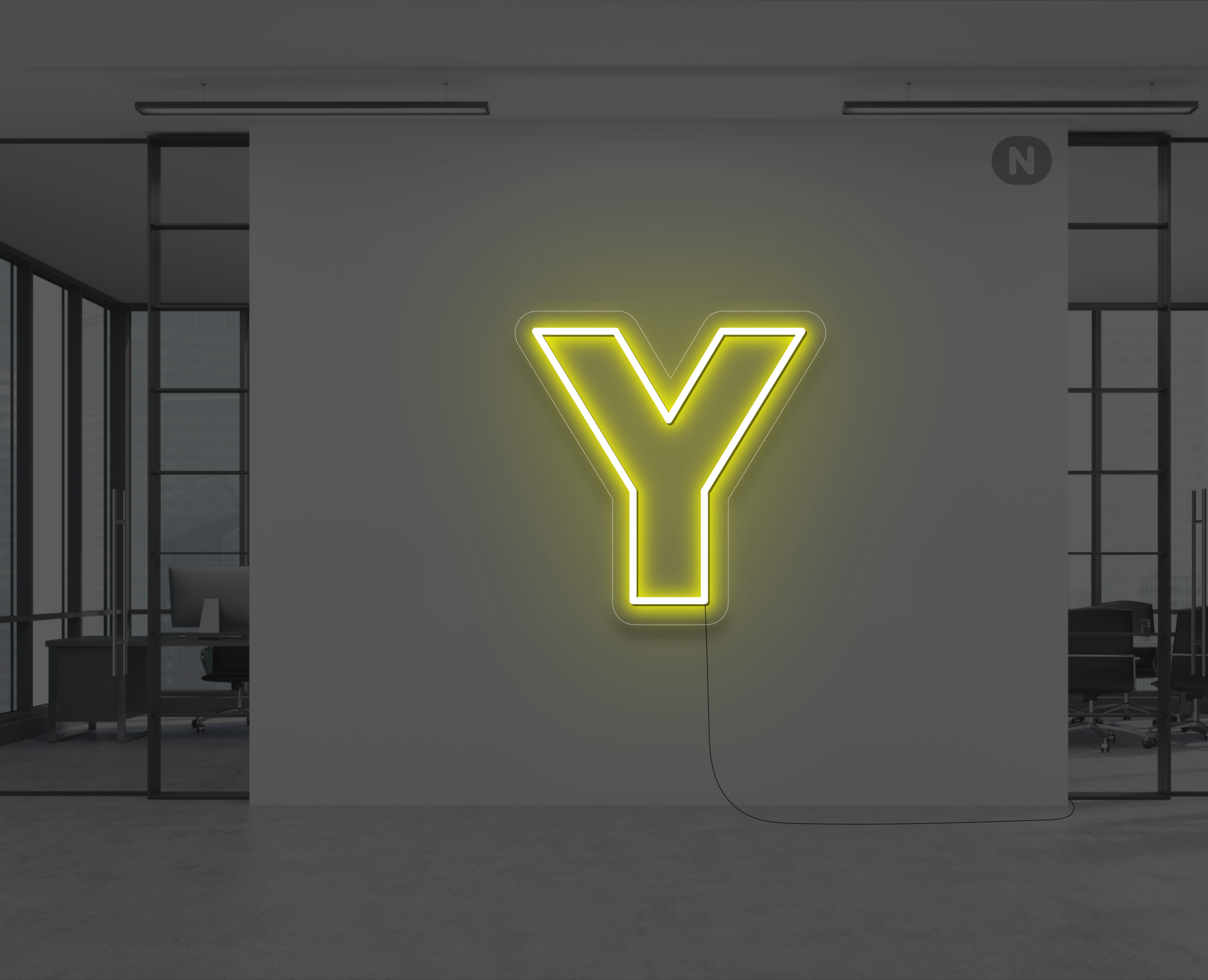 neon-buchstabe-y-gelb