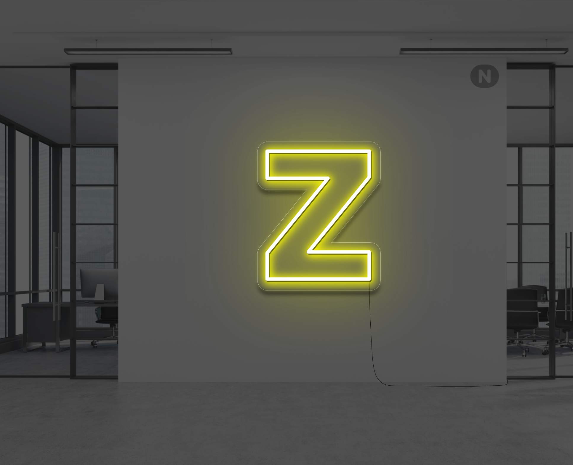 neon-buchstabe-z-gelb
