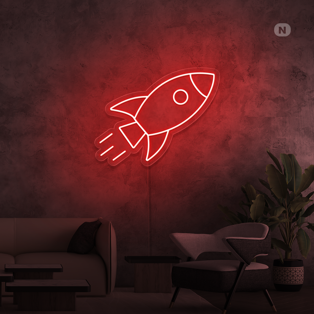 Neon Schild Rakete