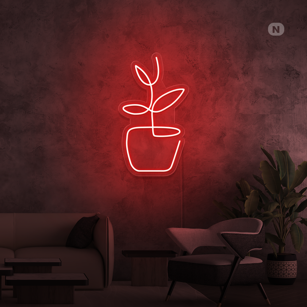 Neon Schild Blumentopf