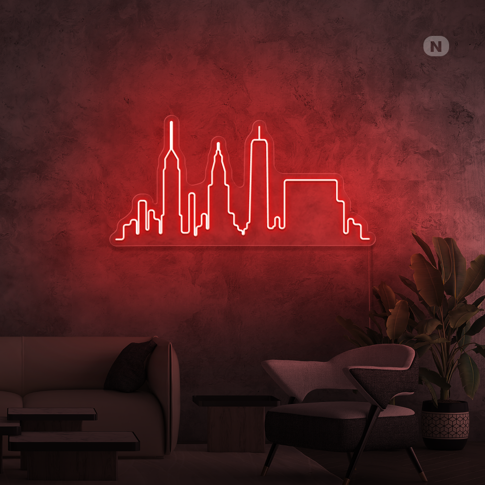 Neon Schild Skyline von New York