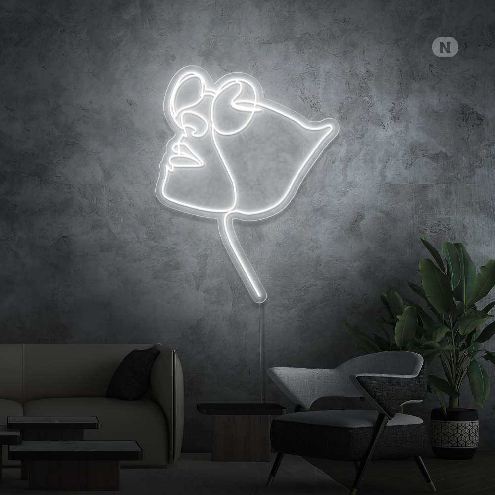 Neon Schild Gesicht mit Brille