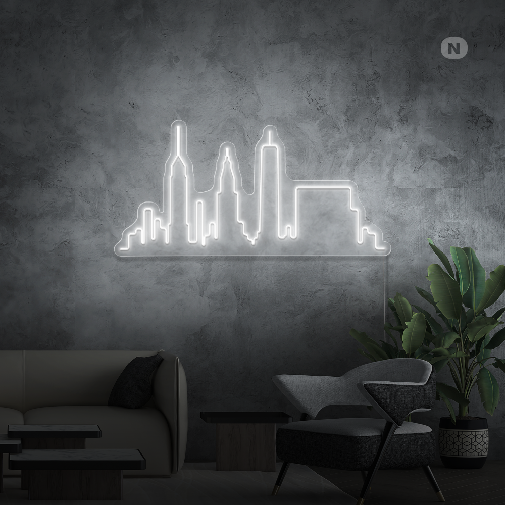 Neon Schild Skyline von New York