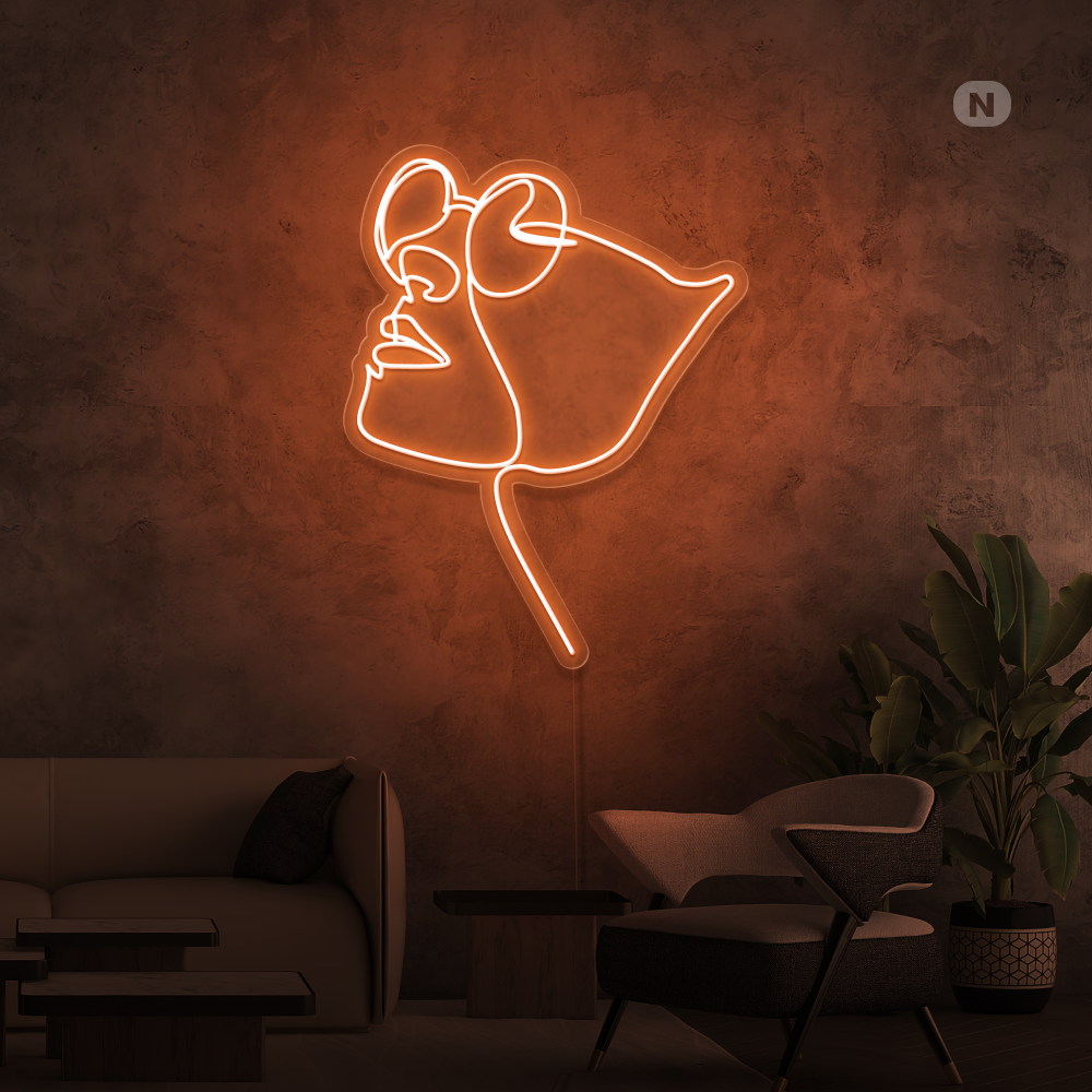 Neon Schild Gesicht mit Brille