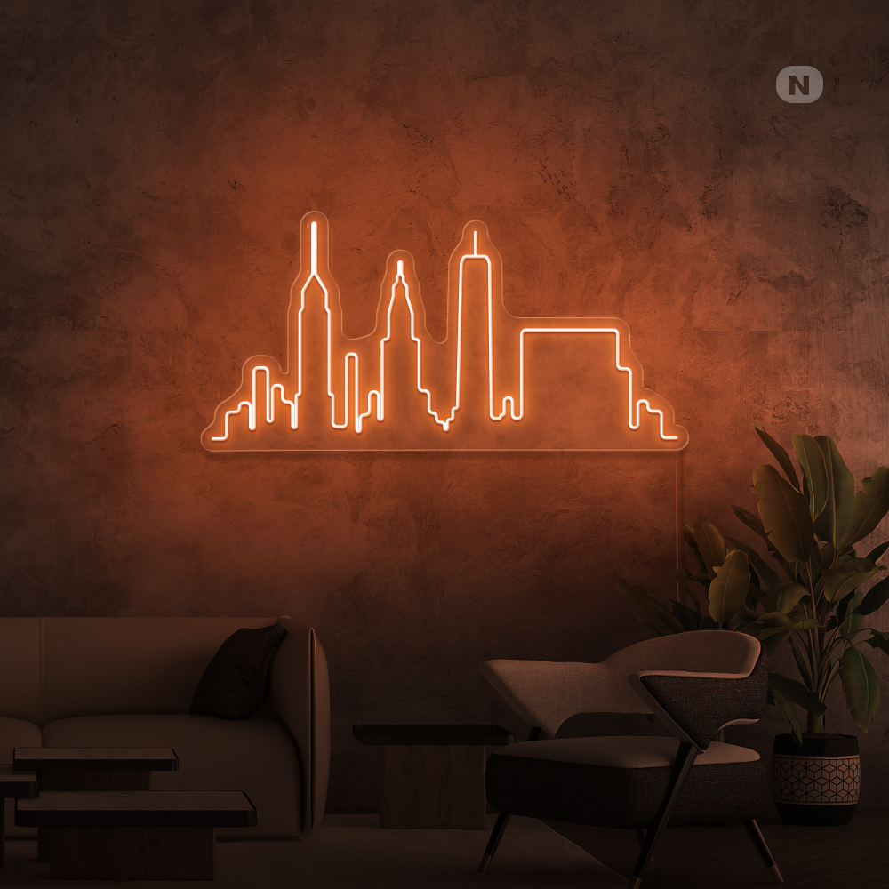 Neon Schild Skyline von New York
