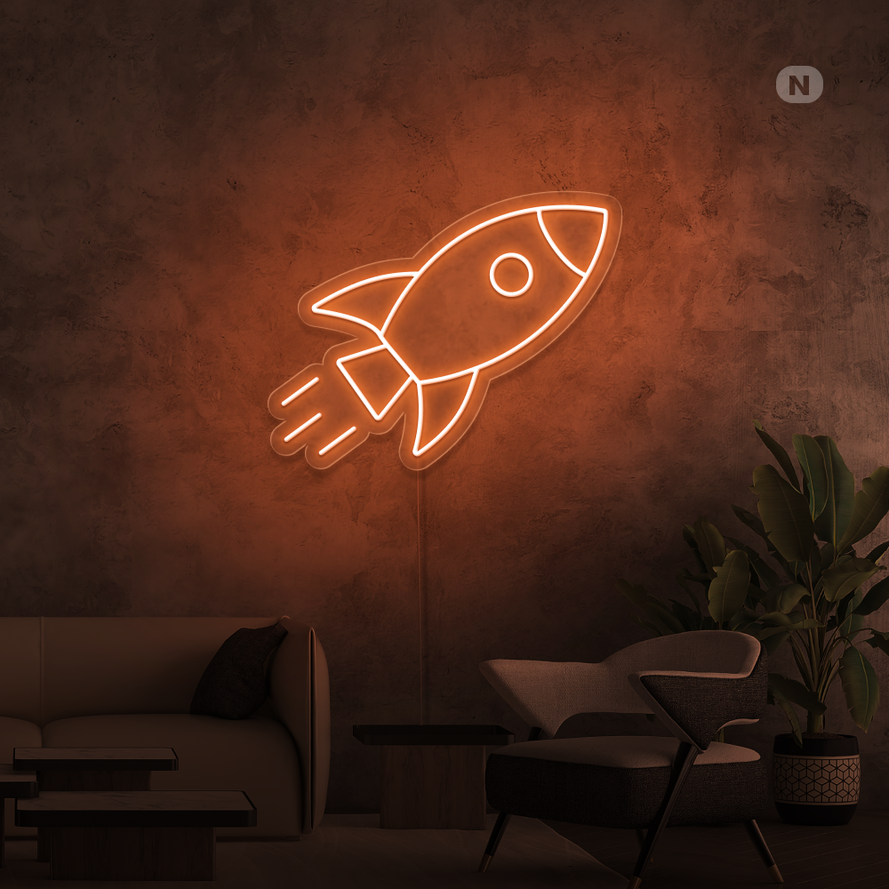 Neon Schild Rakete