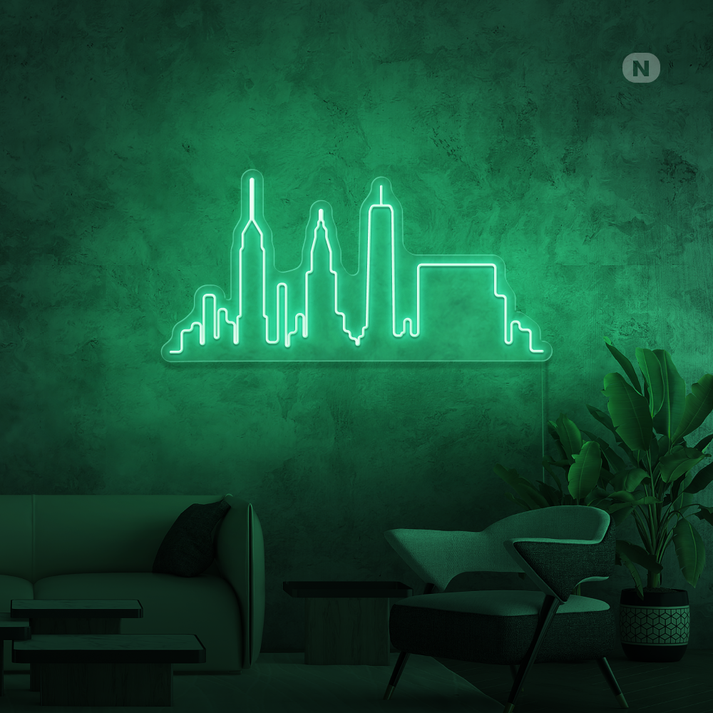 Neon Schild Skyline von New York