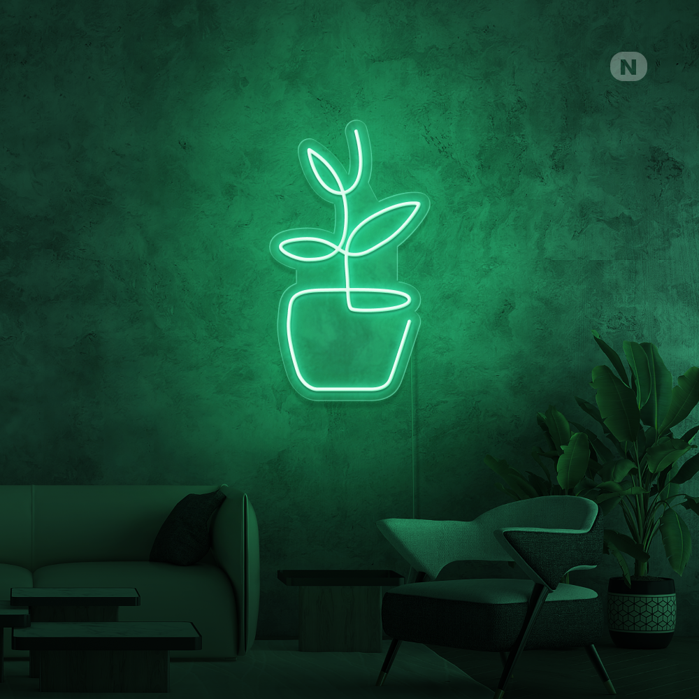 Neon Schild Blumentopf