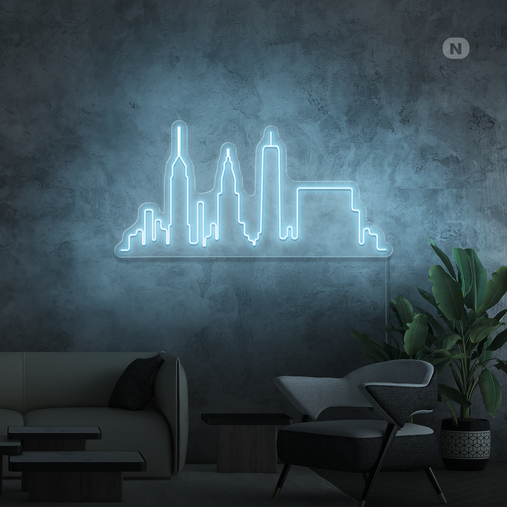 Neon Schild Skyline von New York