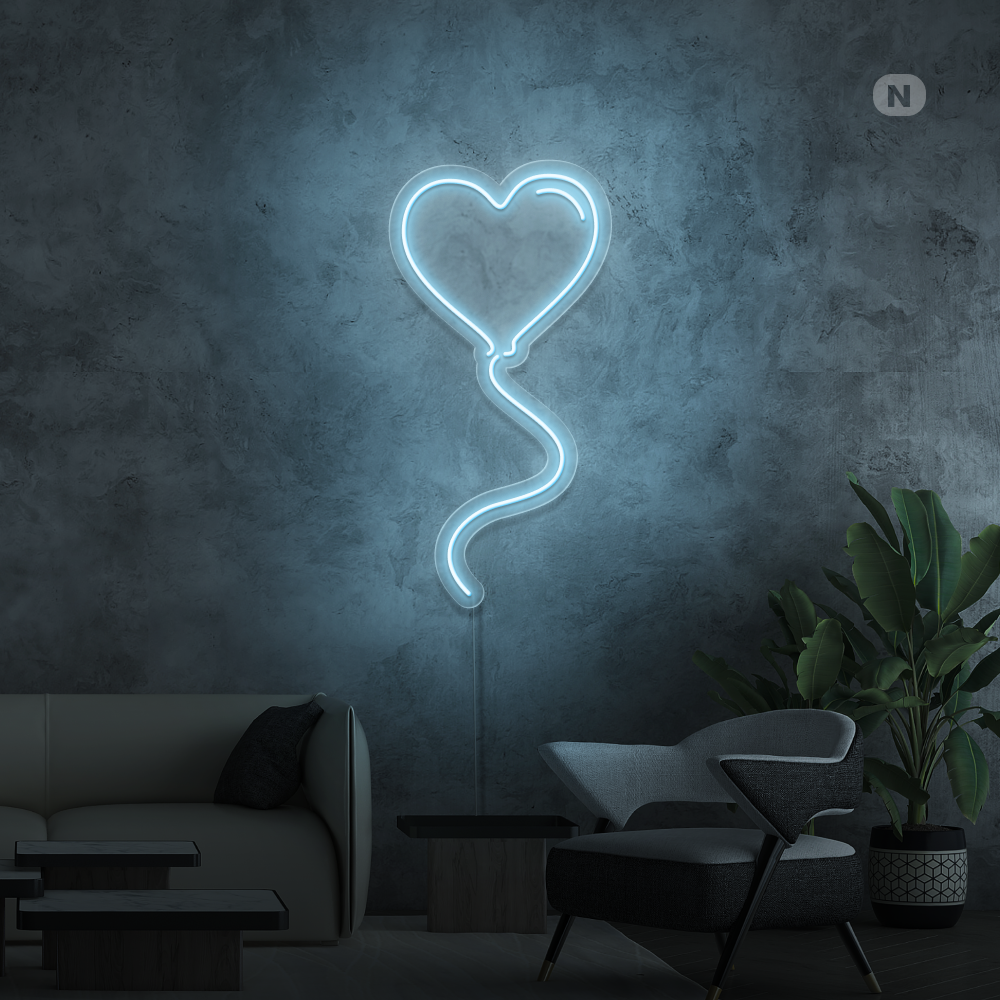 Neon Schild Liebesballon