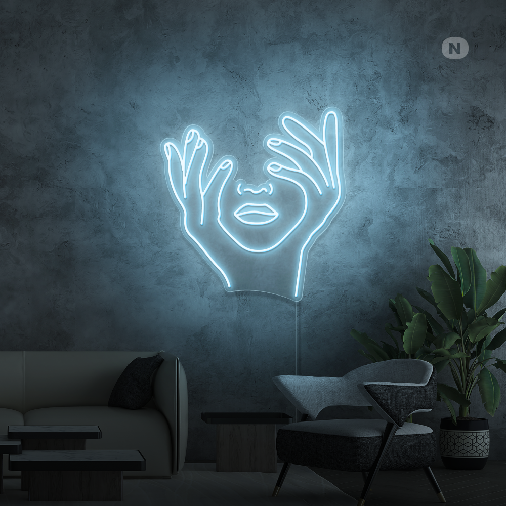 Neon Schild Künstlerisches Gesicht