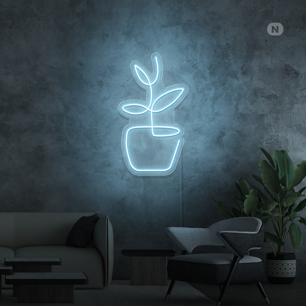 Neon Schild Blumentopf