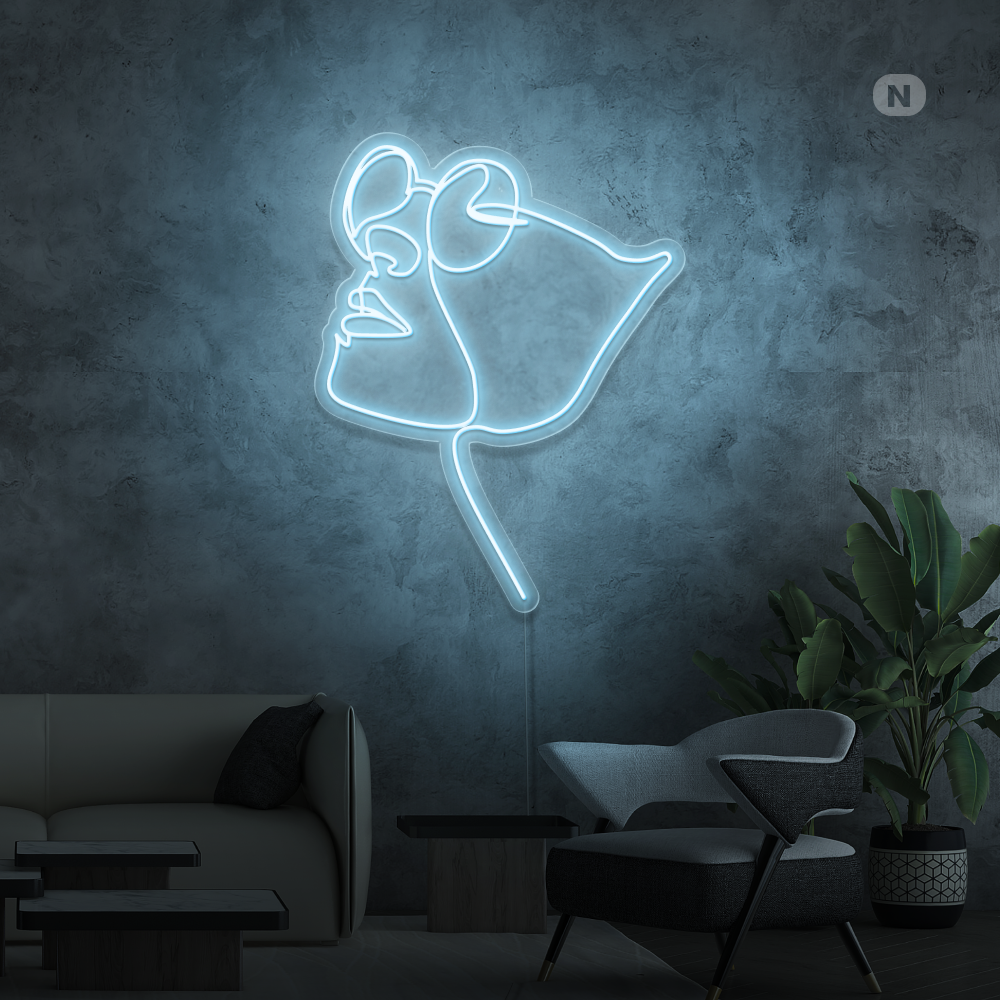 Neon Schild Gesicht mit Brille