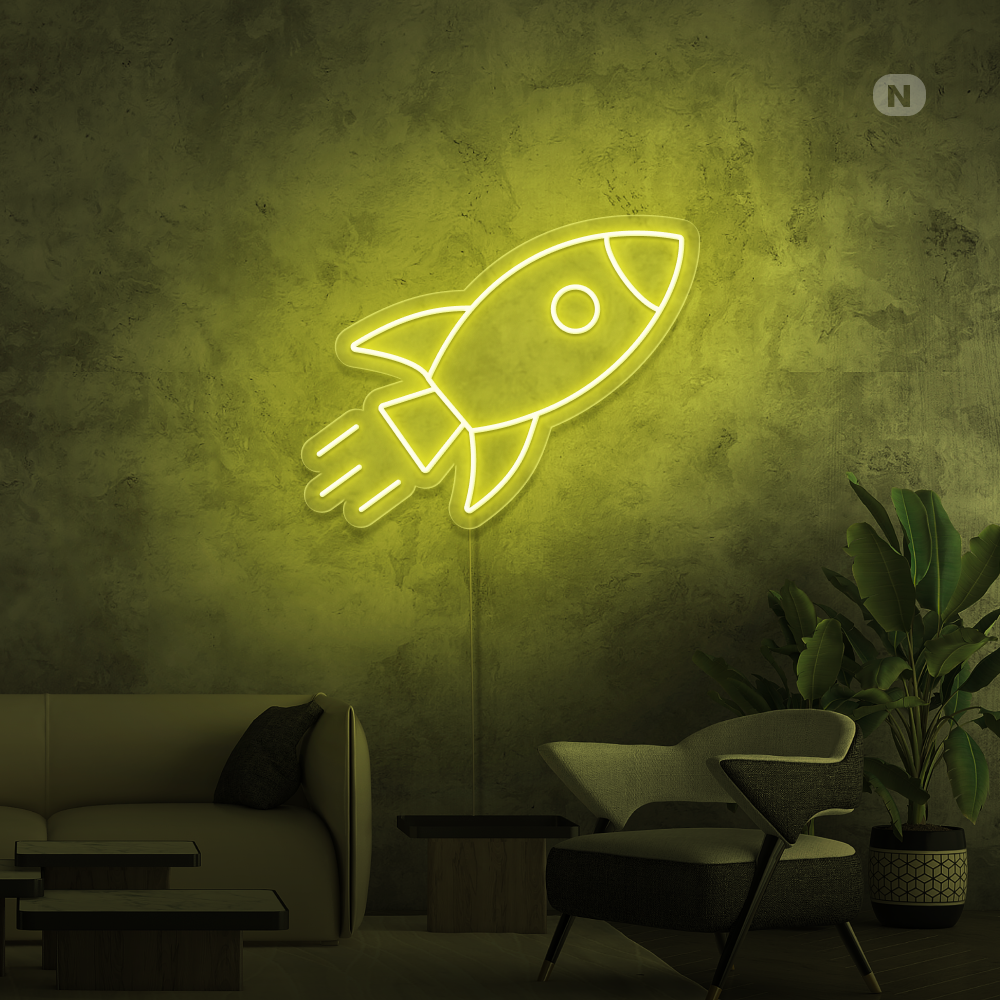Neon Schild Rakete