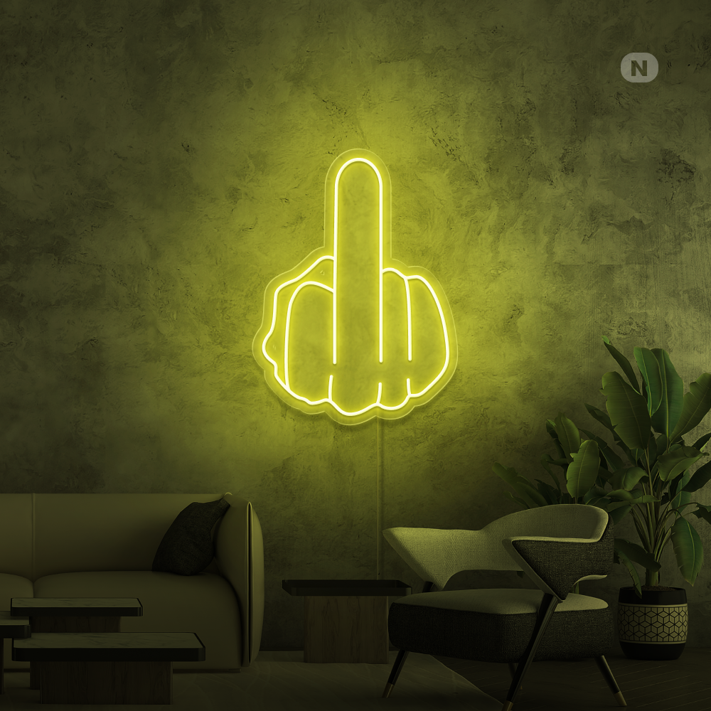 Neon Schild Mittelfinger