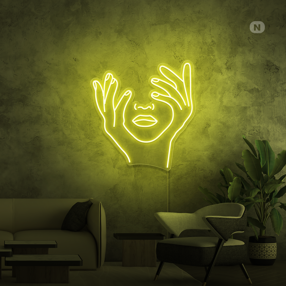 Neon Schild Künstlerisches Gesicht