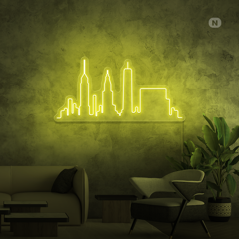 Neon Schild Skyline von New York