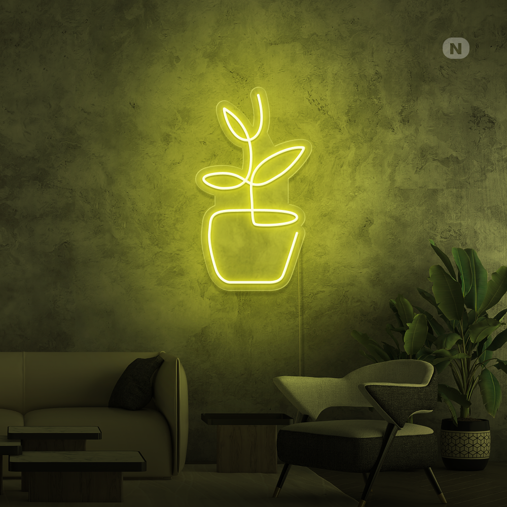 Neon Schild Blumentopf