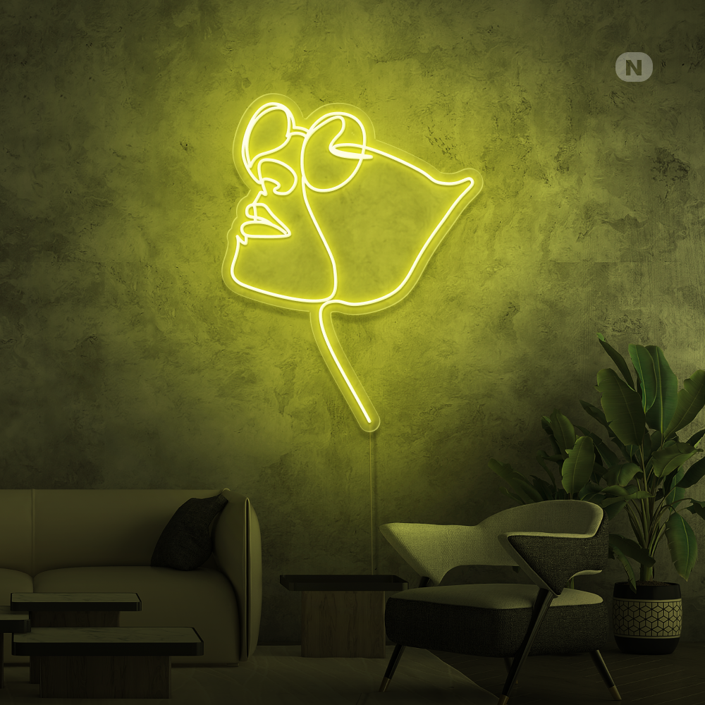 Neon Schild Gesicht mit Brille
