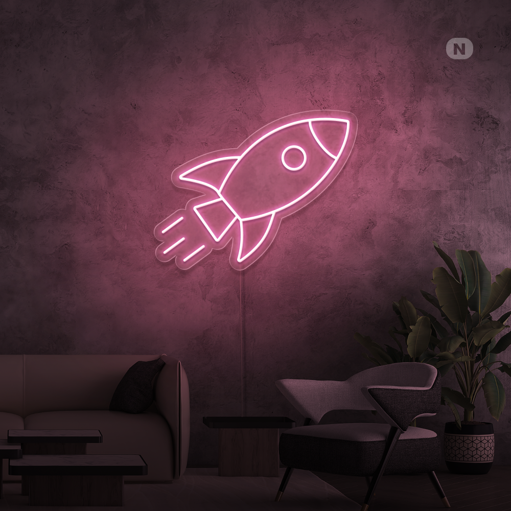 Neon Schild Rakete