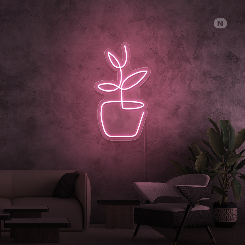 Neon Schild Blumentopf