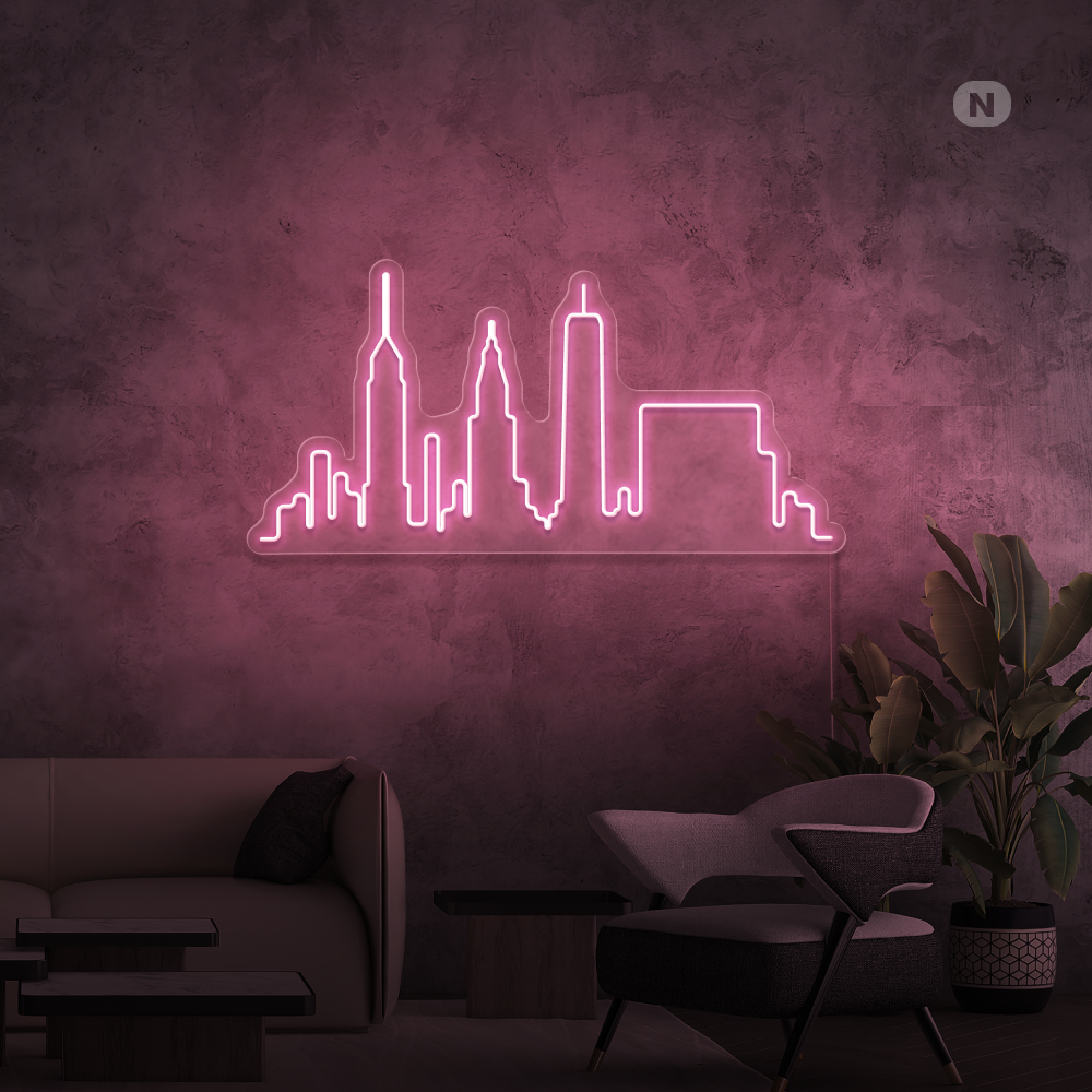 Neon Schild Skyline von New York