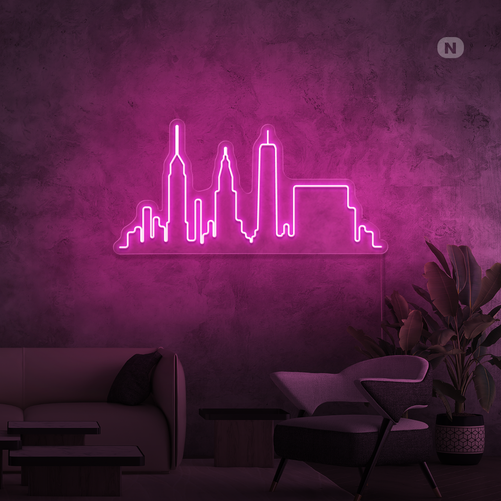 Neon Schild Skyline von New York