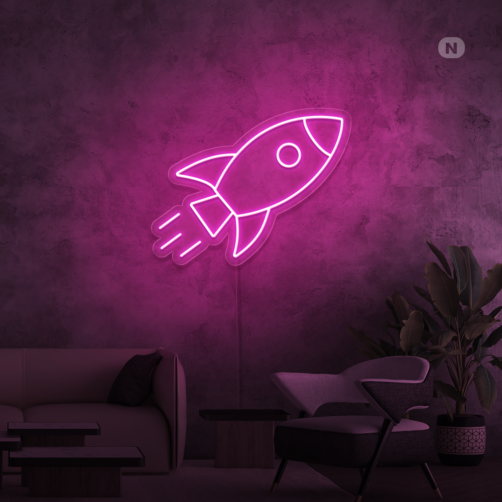 Neon Schild Rakete