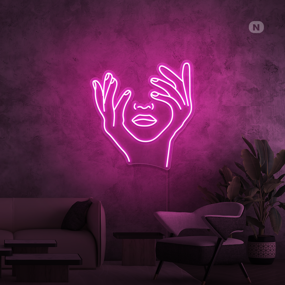 Neon Schild Künstlerisches Gesicht