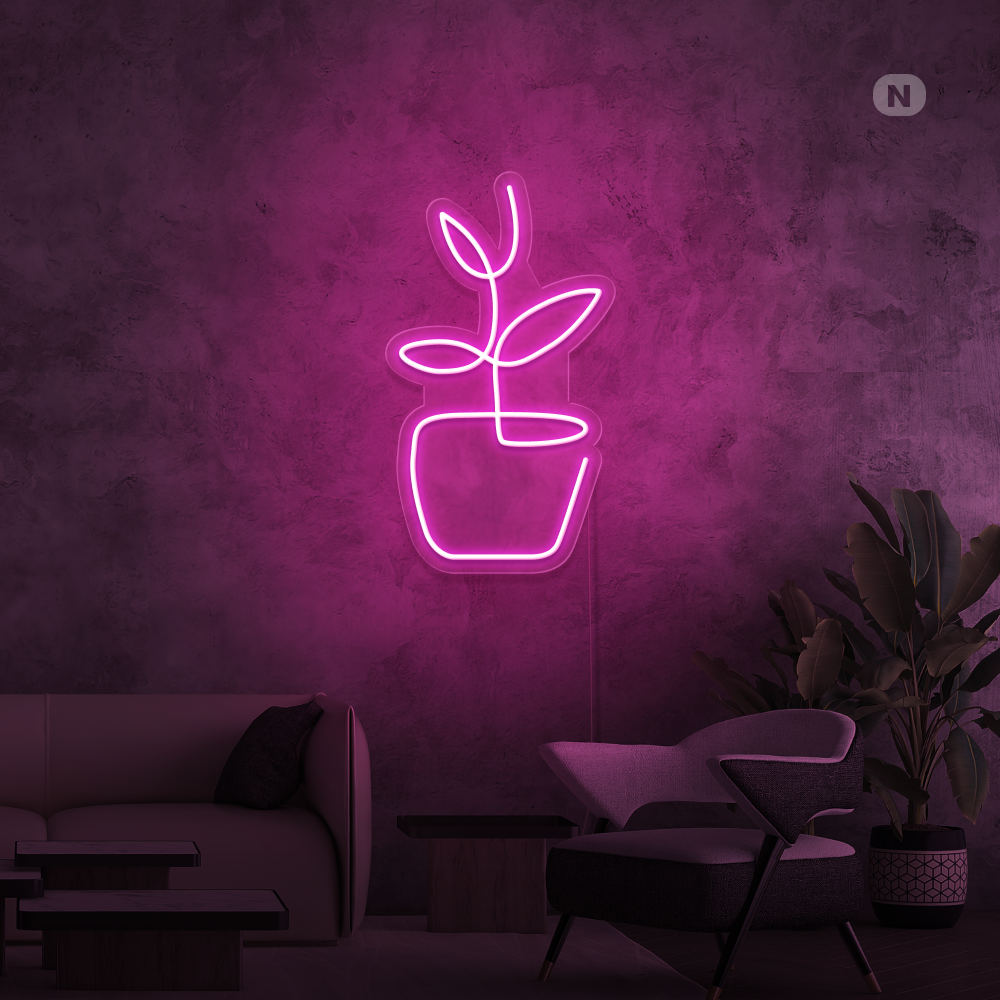 Neon Schild Blumentopf