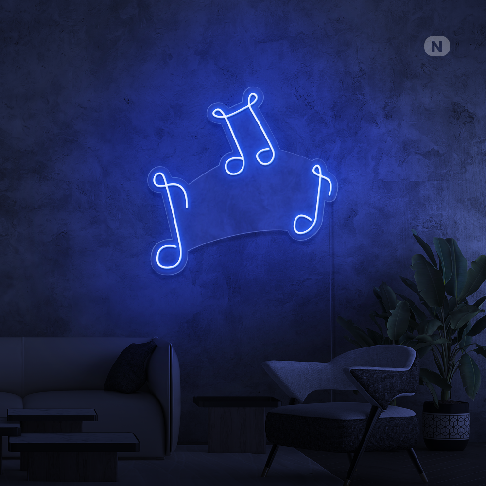 Neon Schild Musikalische Noten