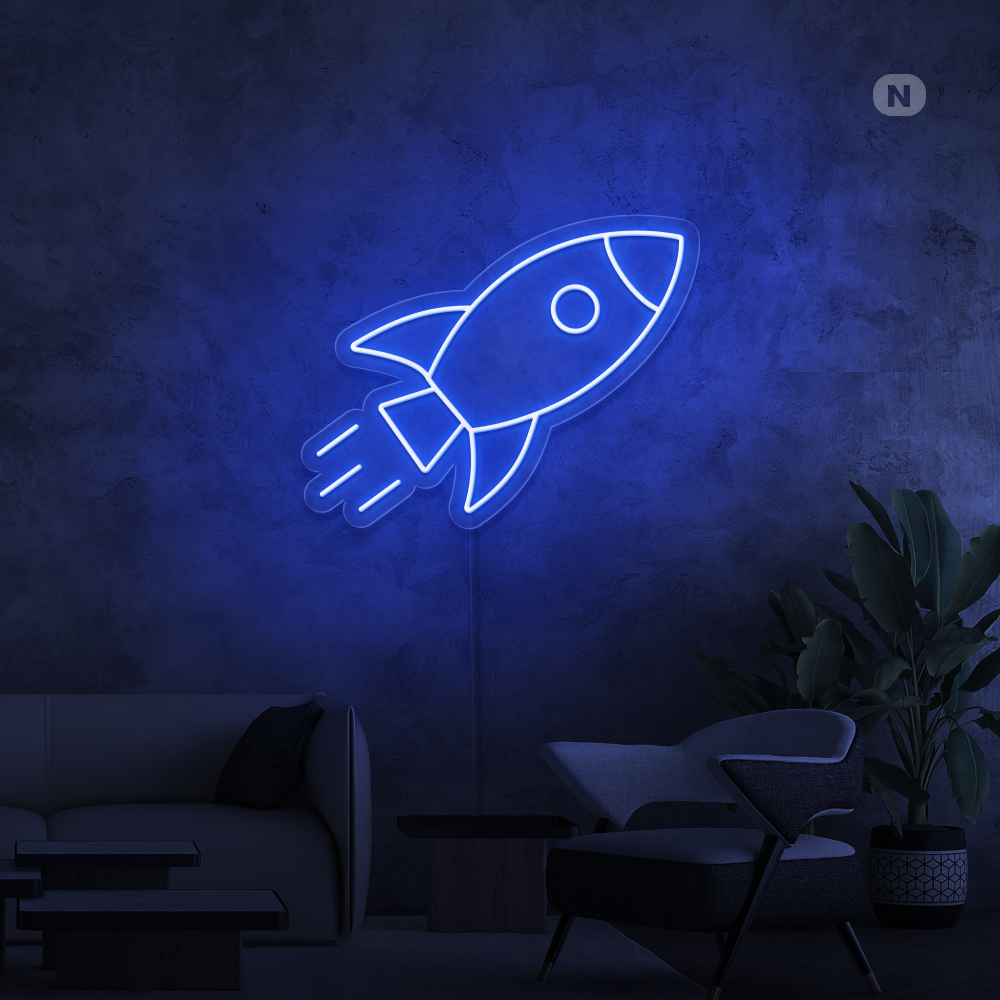 Neon Schild Rakete