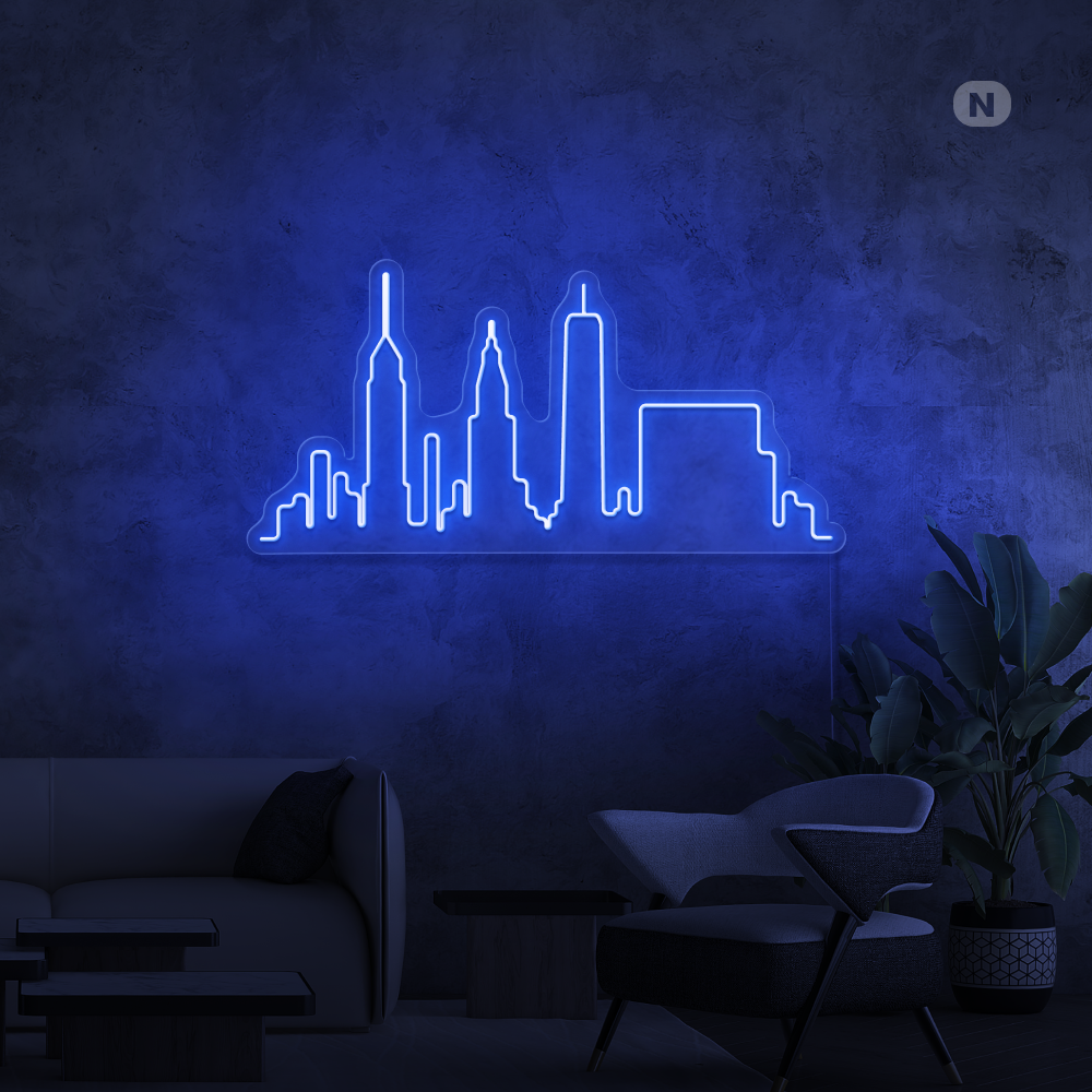 Neon Schild Skyline von New York