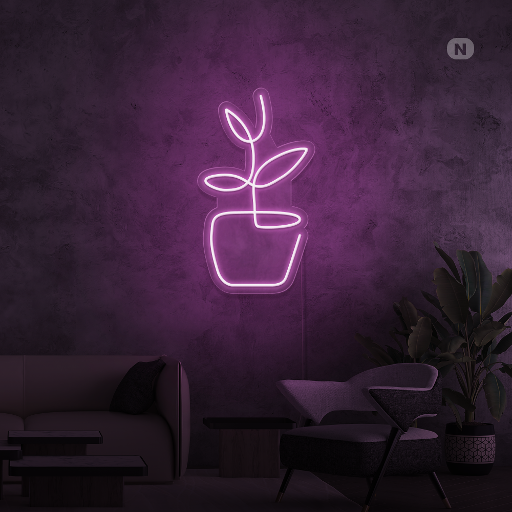 Neon Schild Blumentopf