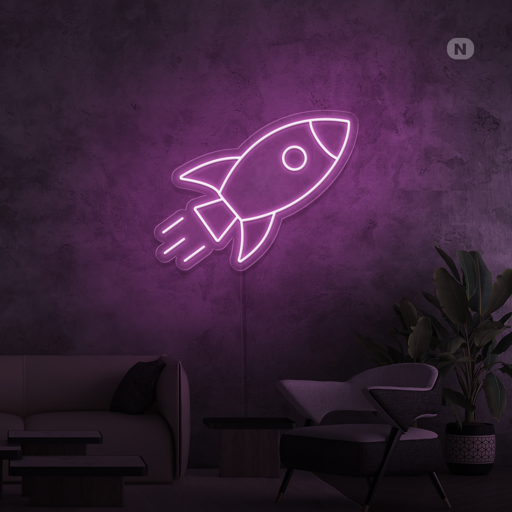 Neon Schild Rakete