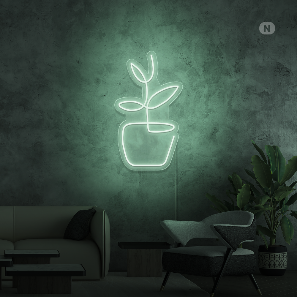 Neon Schild Blumentopf