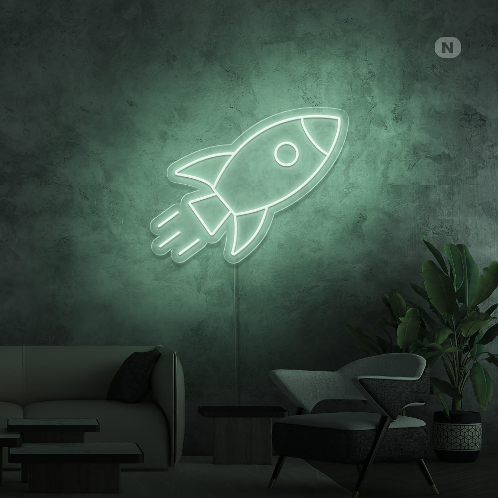 Neon Schild Rakete