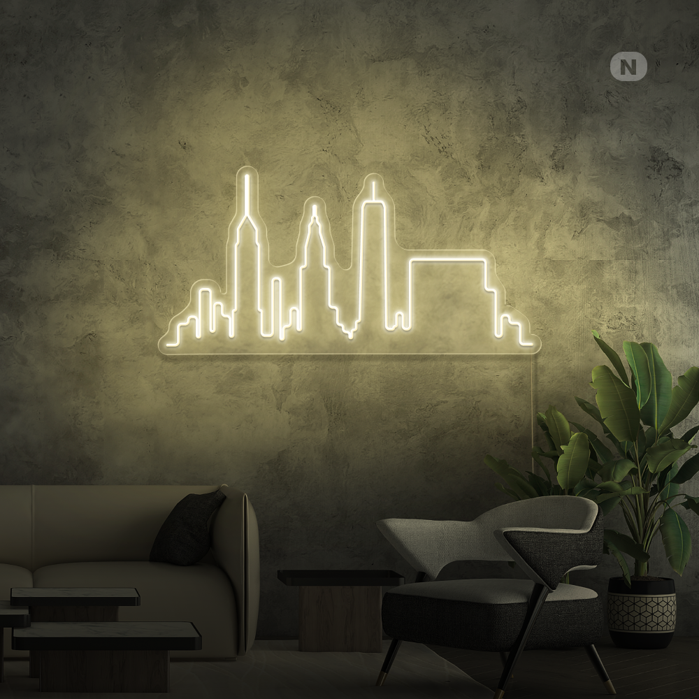 Neon Schild Skyline von New York