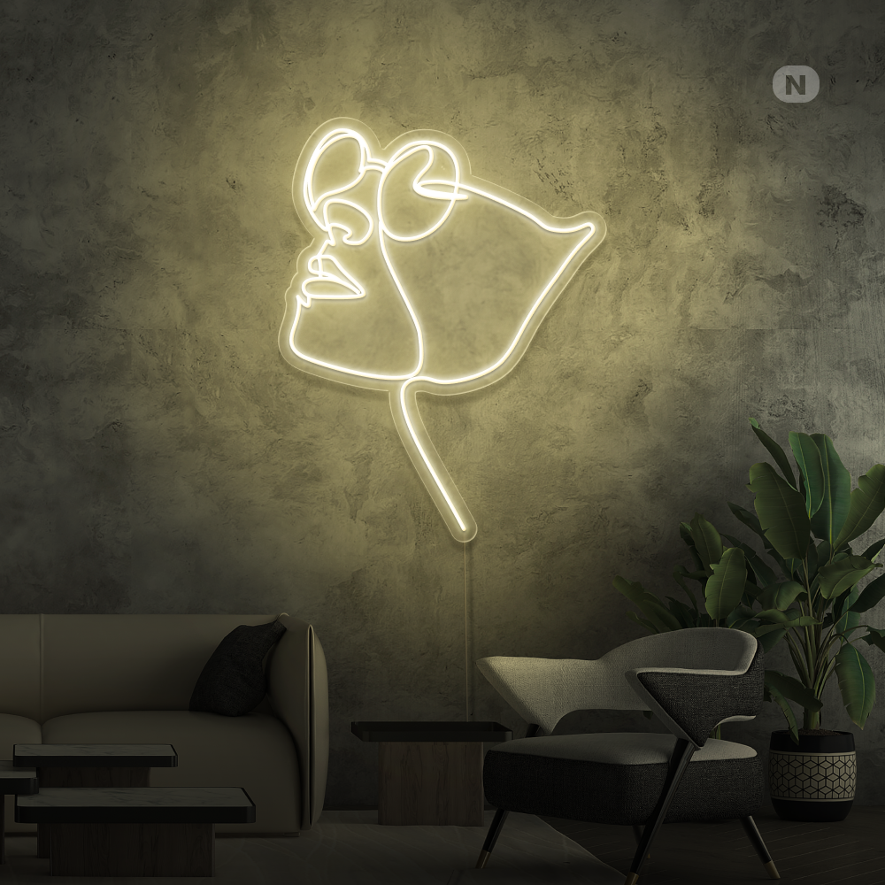 Neon Schild Gesicht mit Brille