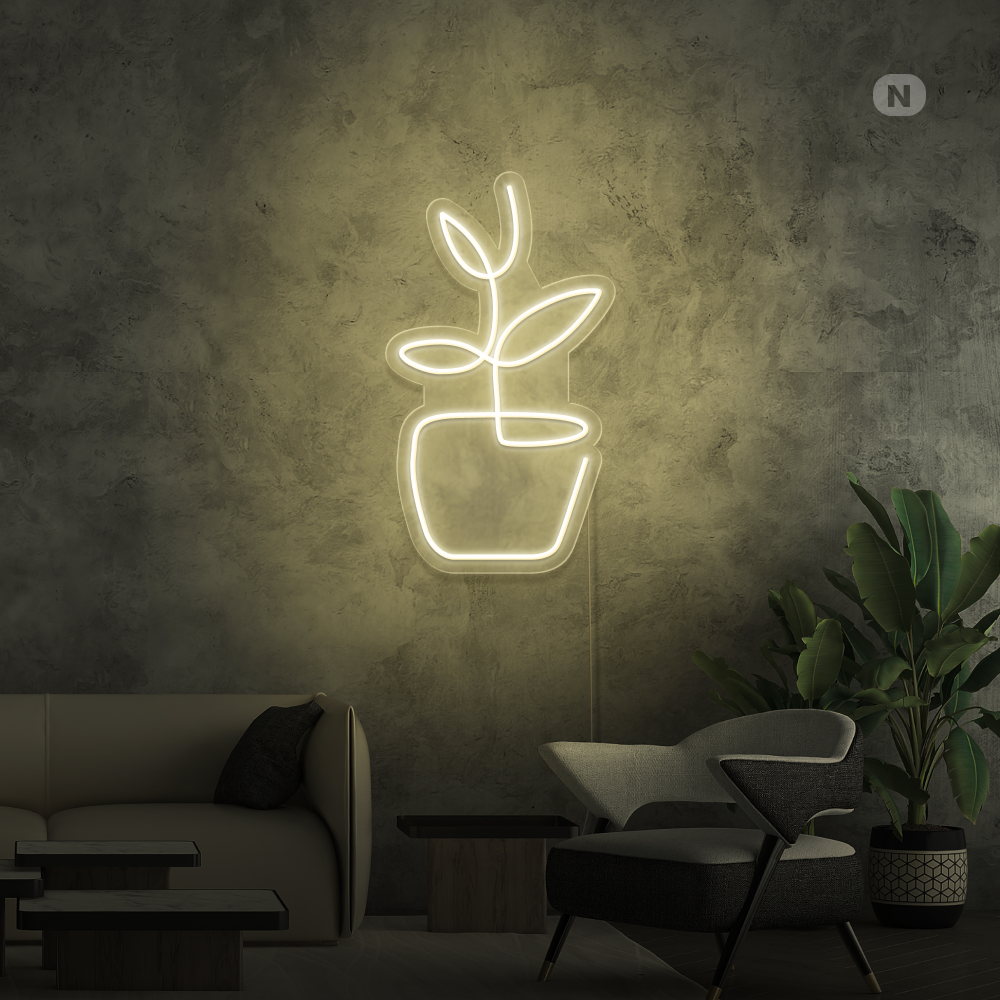 Neon Schild Blumentopf