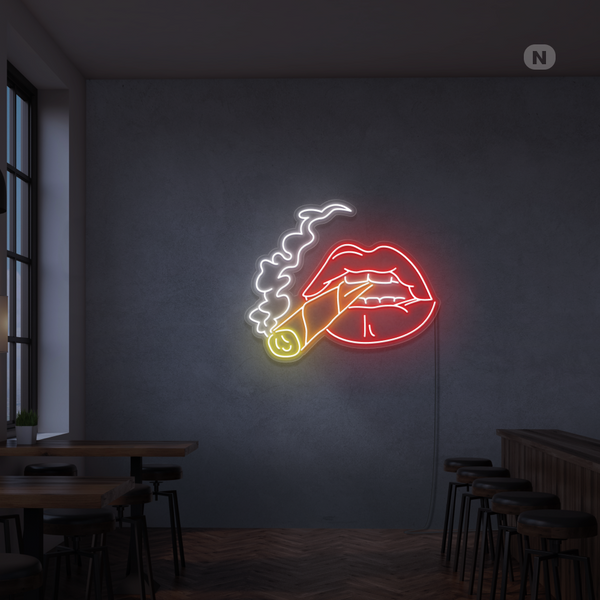 Neon Schild Rauchende Lippe